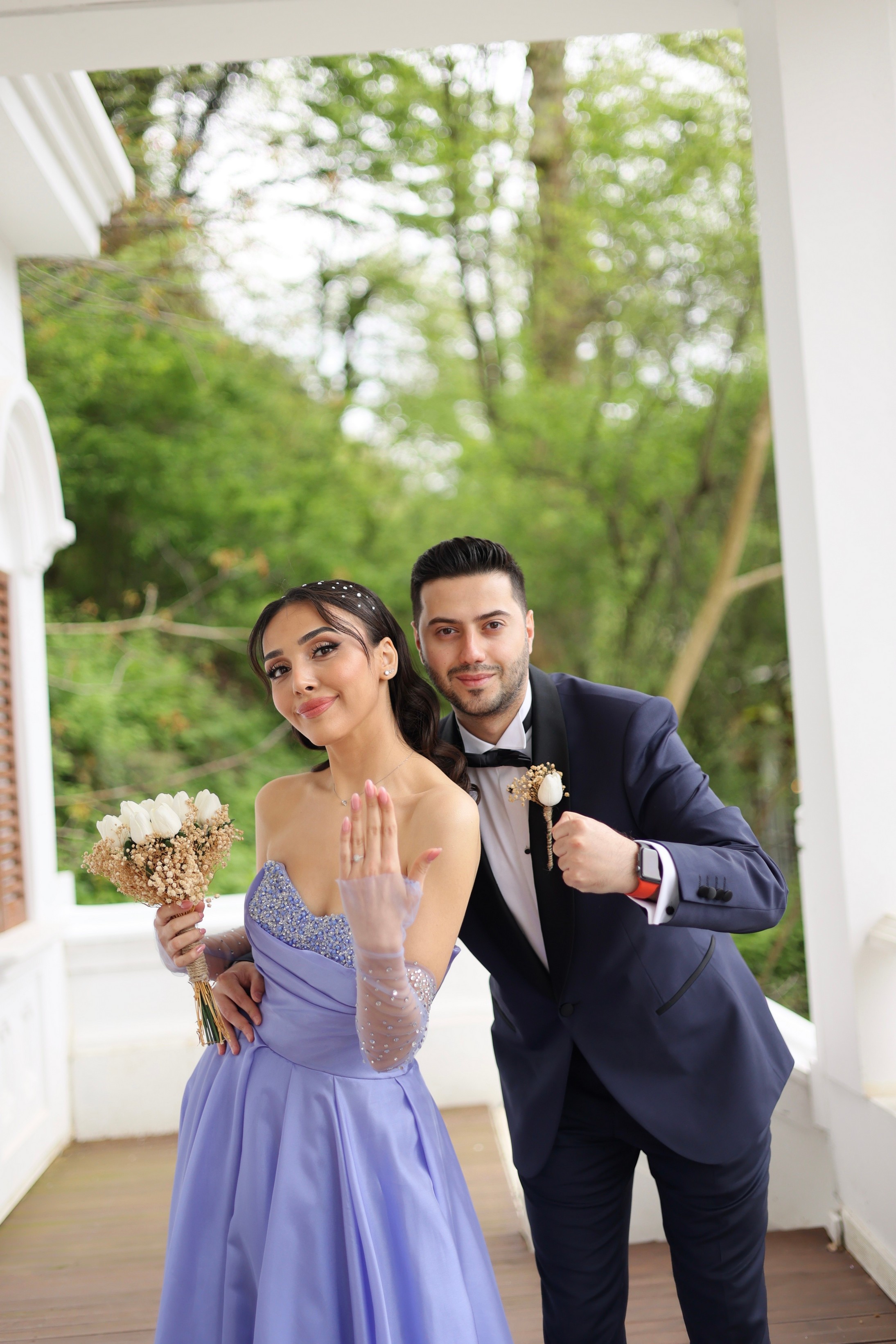 Kraliyet Mavisi Tasli Nisan Elbisesi